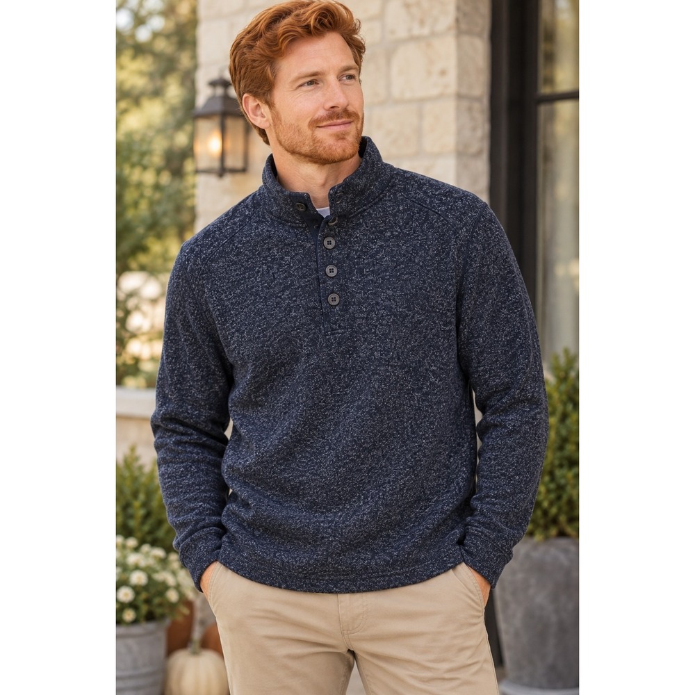 Red Head Brand Co Men's 2XLT Navy Heather Pullover Sweater Mock Neck Outdoor
